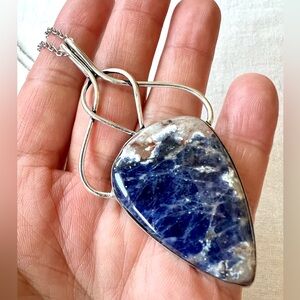 925 Spiritual Sodalite Braided Pendant Necklace